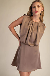 SLEEVELESS ROUND NECK MINI DRESS