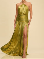 Load image into Gallery viewer, PLEATED SATIN DRESS
