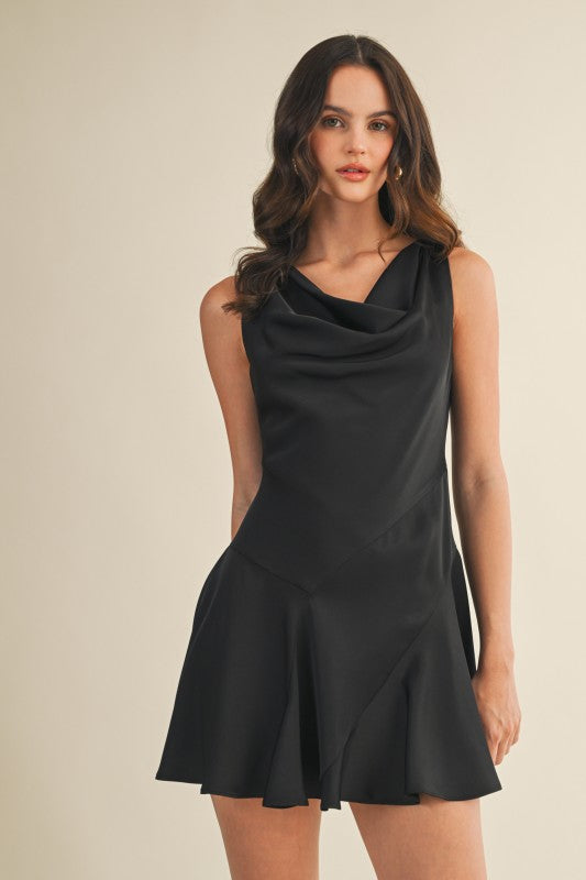 DRAPE NECK DRESS