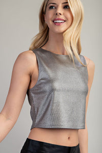 **SALE** METALLIC KNIT CROP TOP
