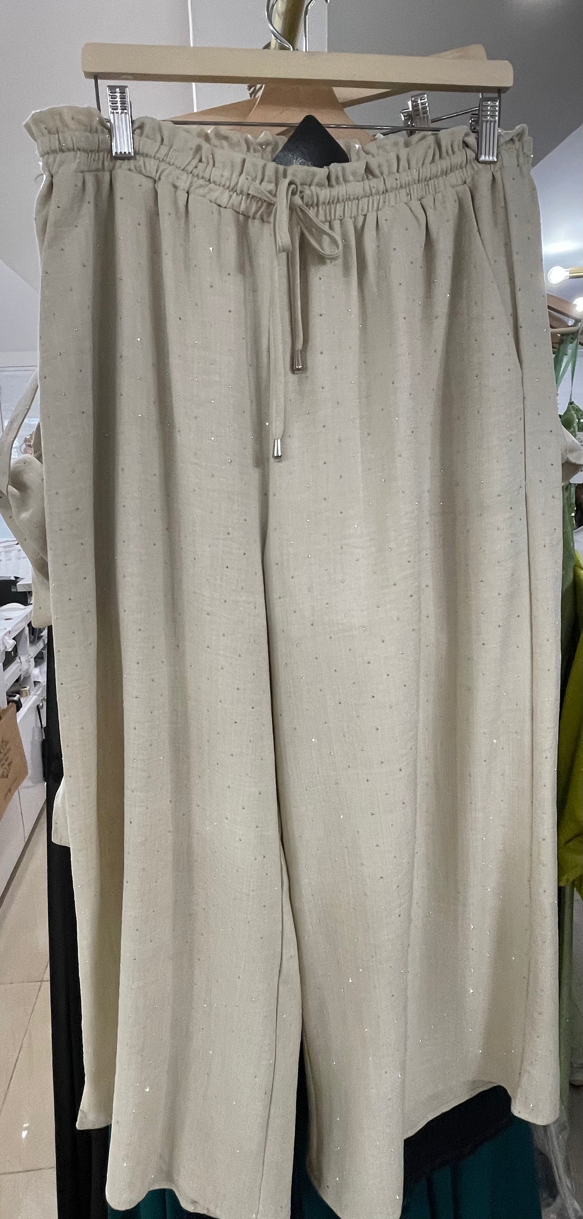 #23 Cream Dots Detail Palazzo Pants