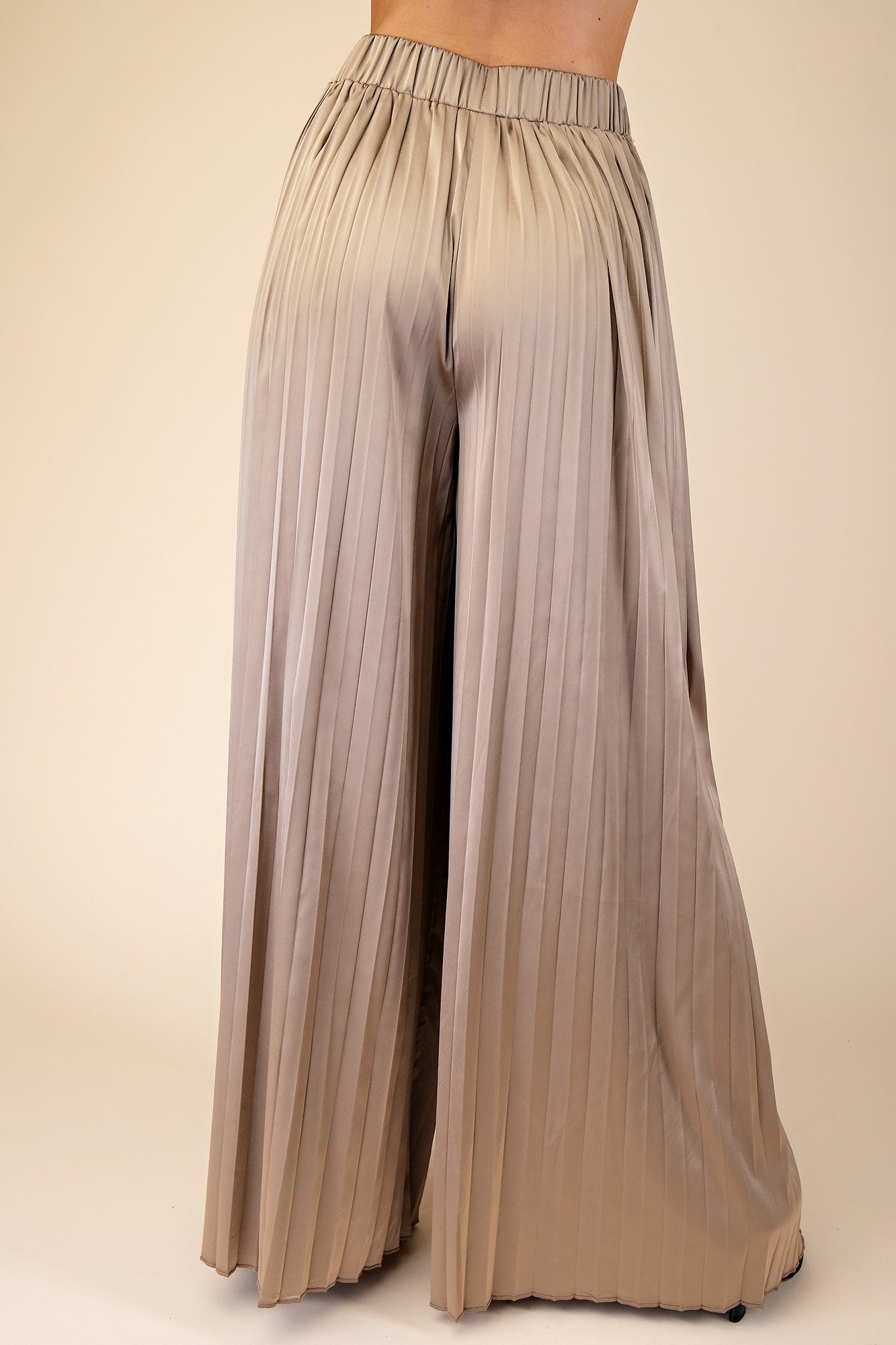 Pleats Pants With Elastic Waist