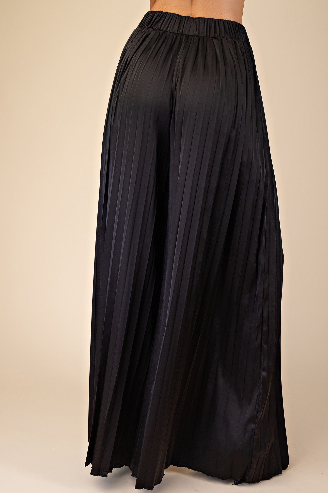 Pleats Pants With Elastic Waist