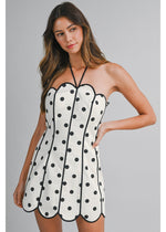 Load image into Gallery viewer, POLKA DOTS SCALLOP MINI DRESS
