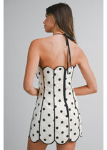 Load image into Gallery viewer, POLKA DOTS SCALLOP MINI DRESS
