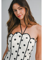 Load image into Gallery viewer, POLKA DOTS SCALLOP MINI DRESS
