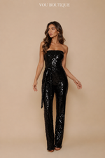 Load image into Gallery viewer, SEQUINS STRAPLESS JUMPSUIT
