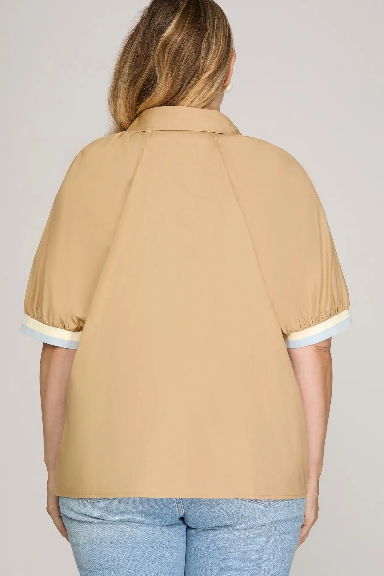 #7 Taupe Button Down Top