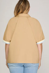 #7 Taupe Button Down Top