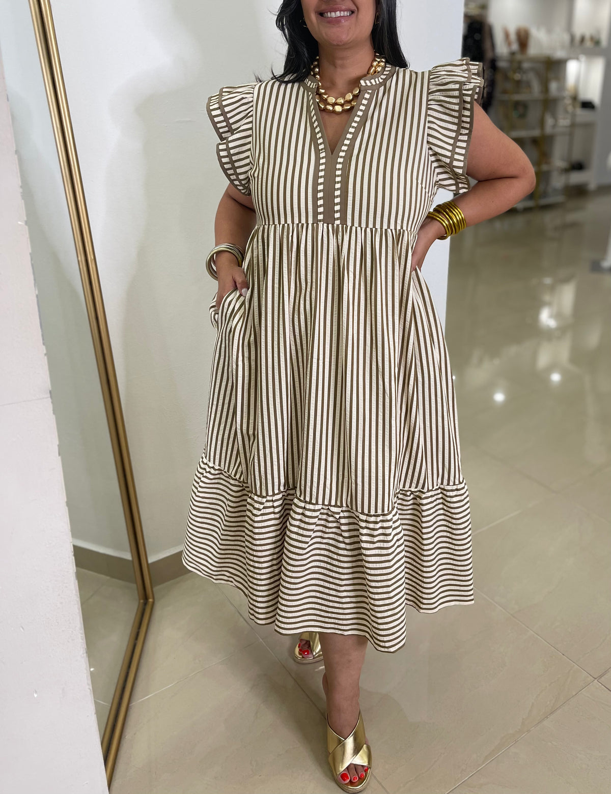Stripes Midi Dress