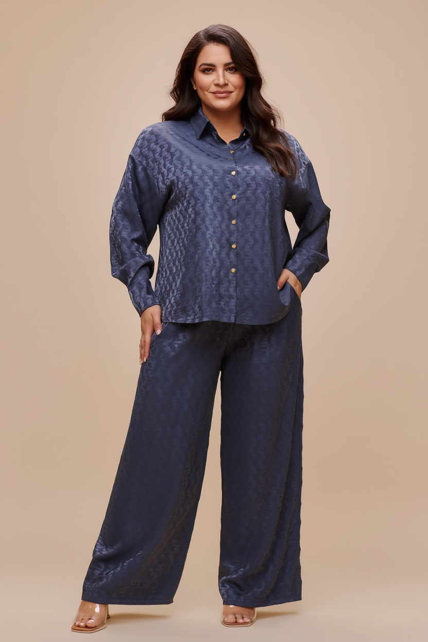 #18 Navy Satin Set