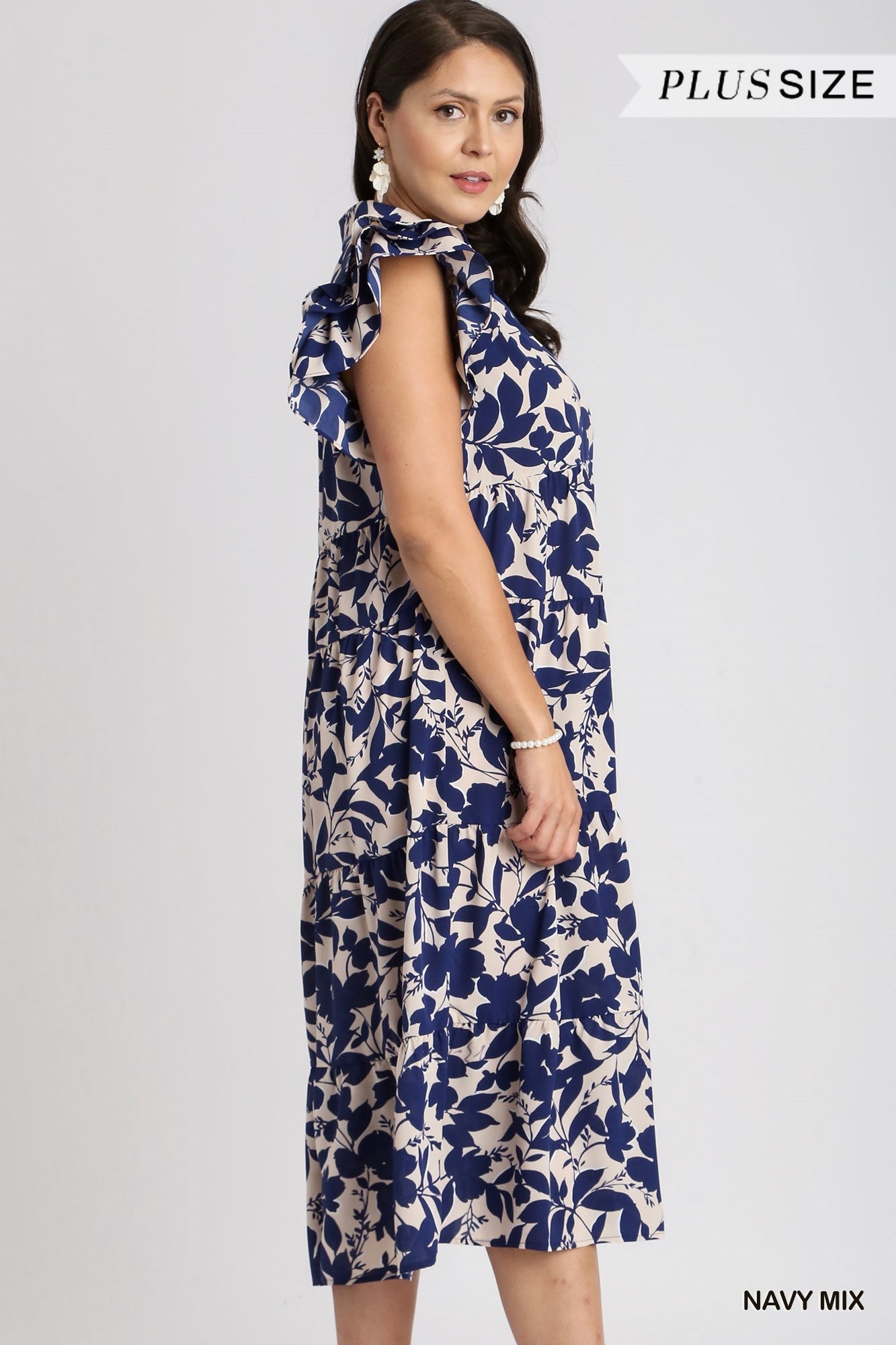 **SALE** Navy Printed Midi Dress