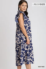Load image into Gallery viewer, **SALE** Navy Printed Midi Dress
