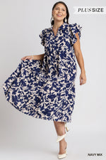 Load image into Gallery viewer, **SALE** Navy Printed Midi Dress
