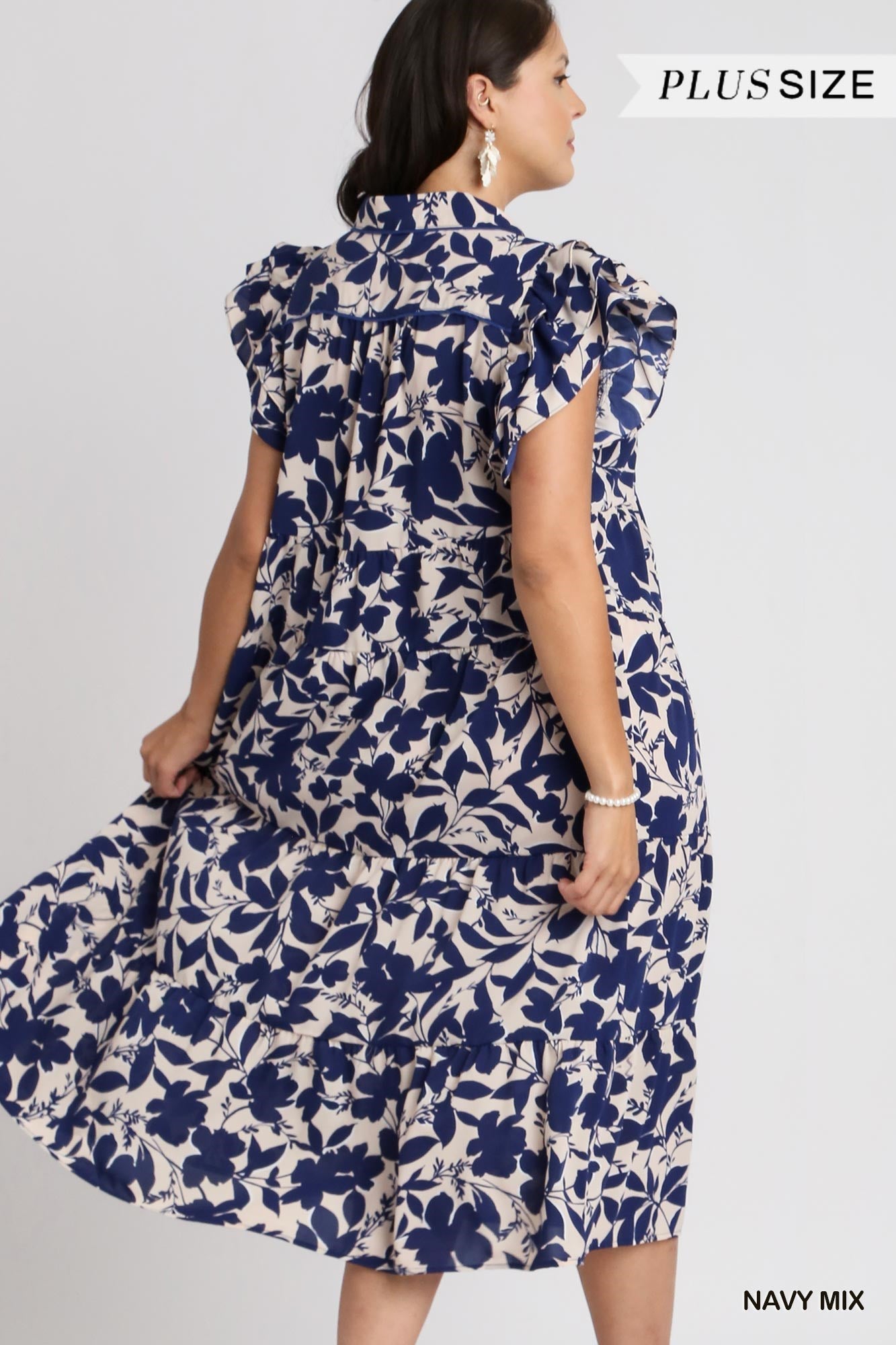 **SALE** Navy Printed Midi Dress