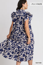 Load image into Gallery viewer, **SALE** Navy Printed Midi Dress
