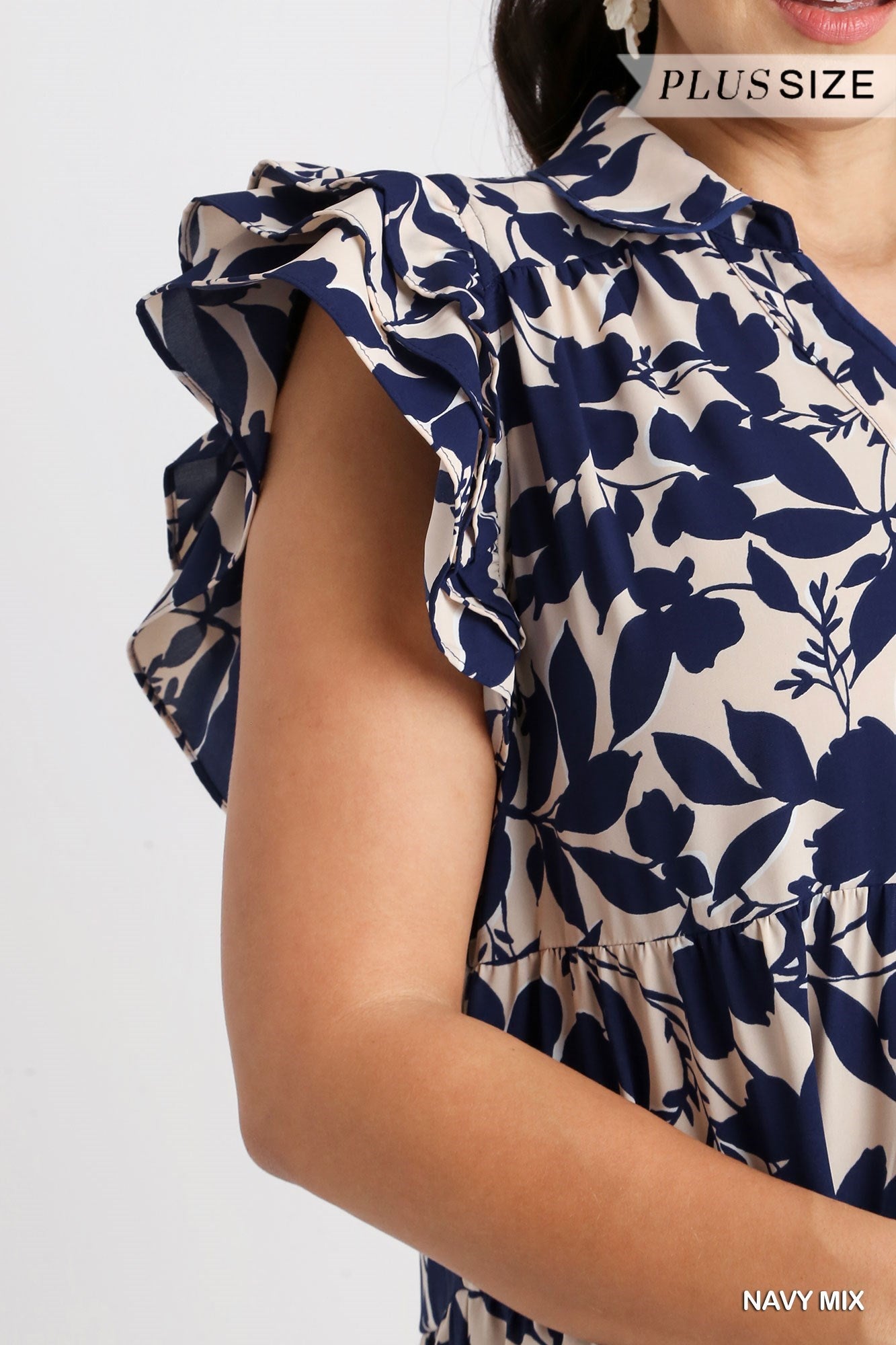 **SALE** Navy Printed Midi Dress