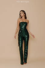 Load image into Gallery viewer, SEQUINS STRAPLESS JUMPSUIT
