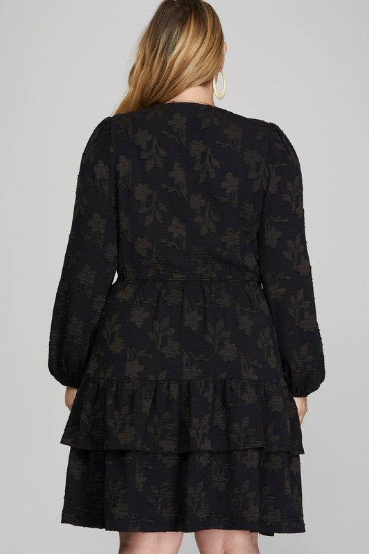 Floral Pattern Long Sleeve Dress