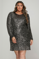 Load image into Gallery viewer, Sequins Long Sleeve Dress
