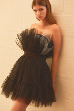 Load image into Gallery viewer, RUFFLE HEART ORGANZA MINI DRESS
