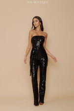 Load image into Gallery viewer, SEQUINS STRAPLESS JUMPSUIT
