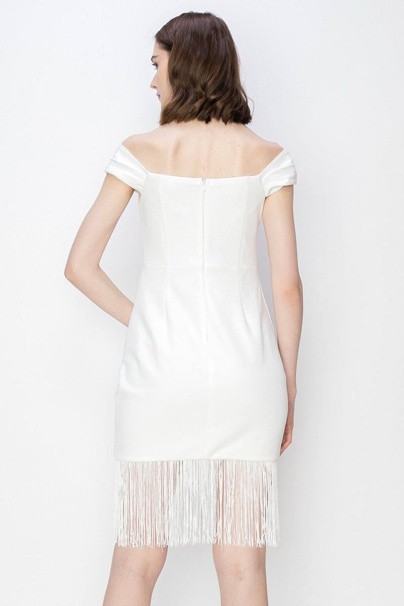 OFF SHOULDER FRNGES DRESS