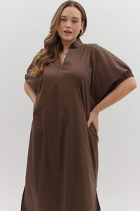 Solid Color Midi Dress