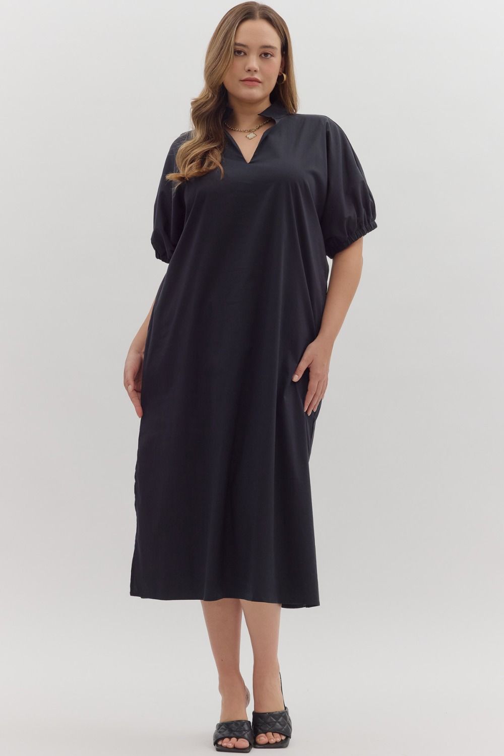 Solid Color Midi Dress