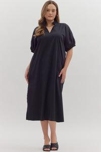 Solid Color Midi Dress