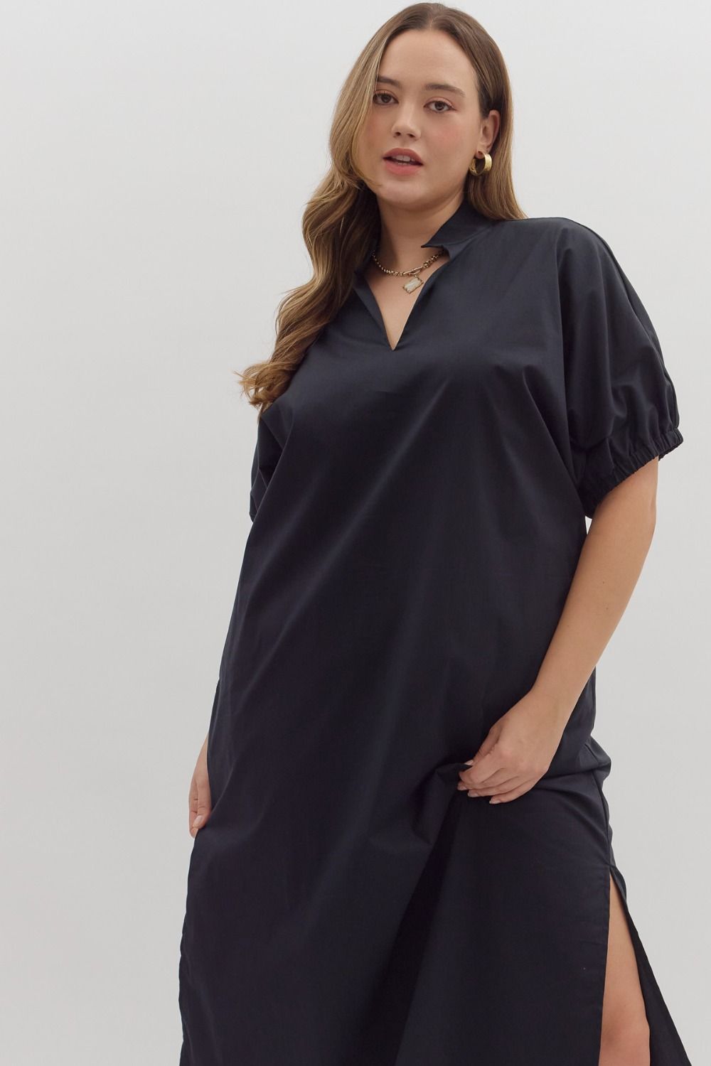 Solid Color Midi Dress