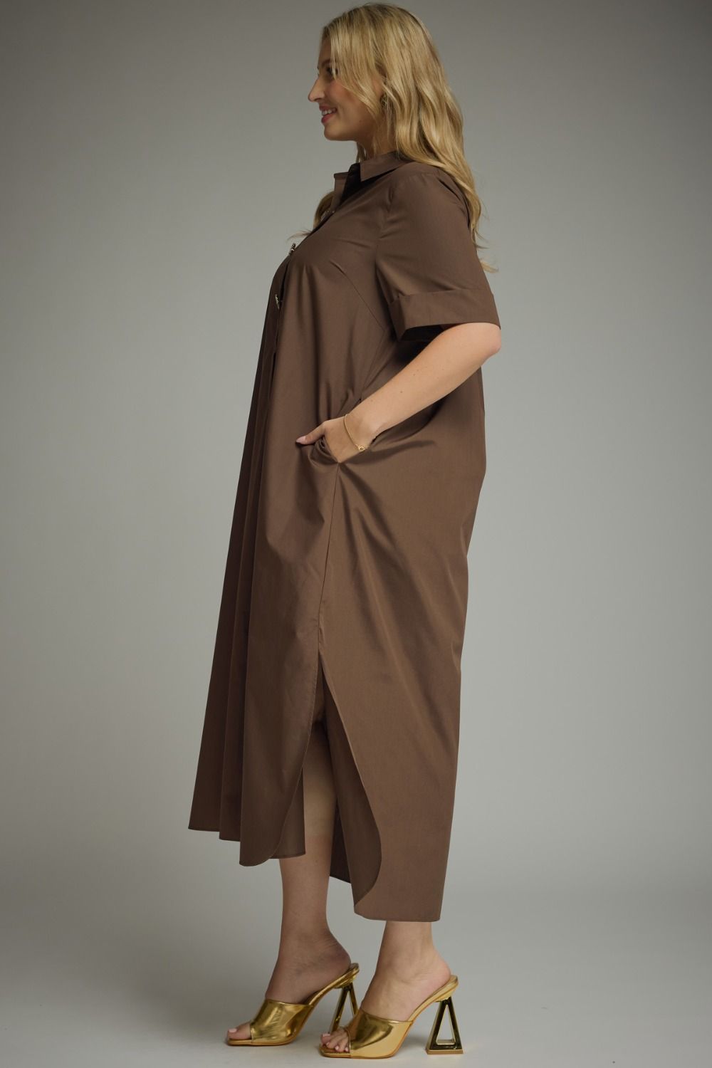 Button Details Midi Dress