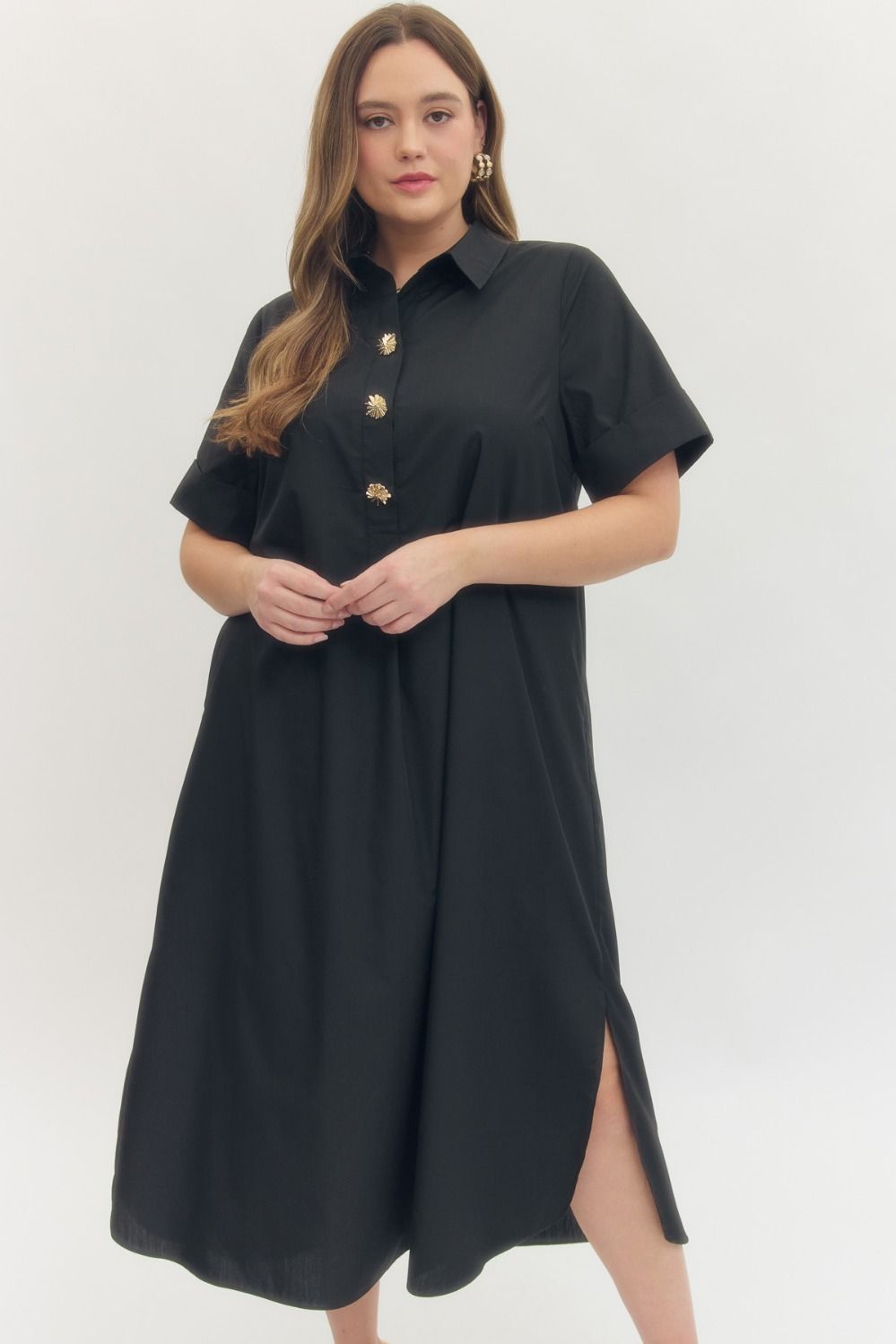 Button Details Midi Dress