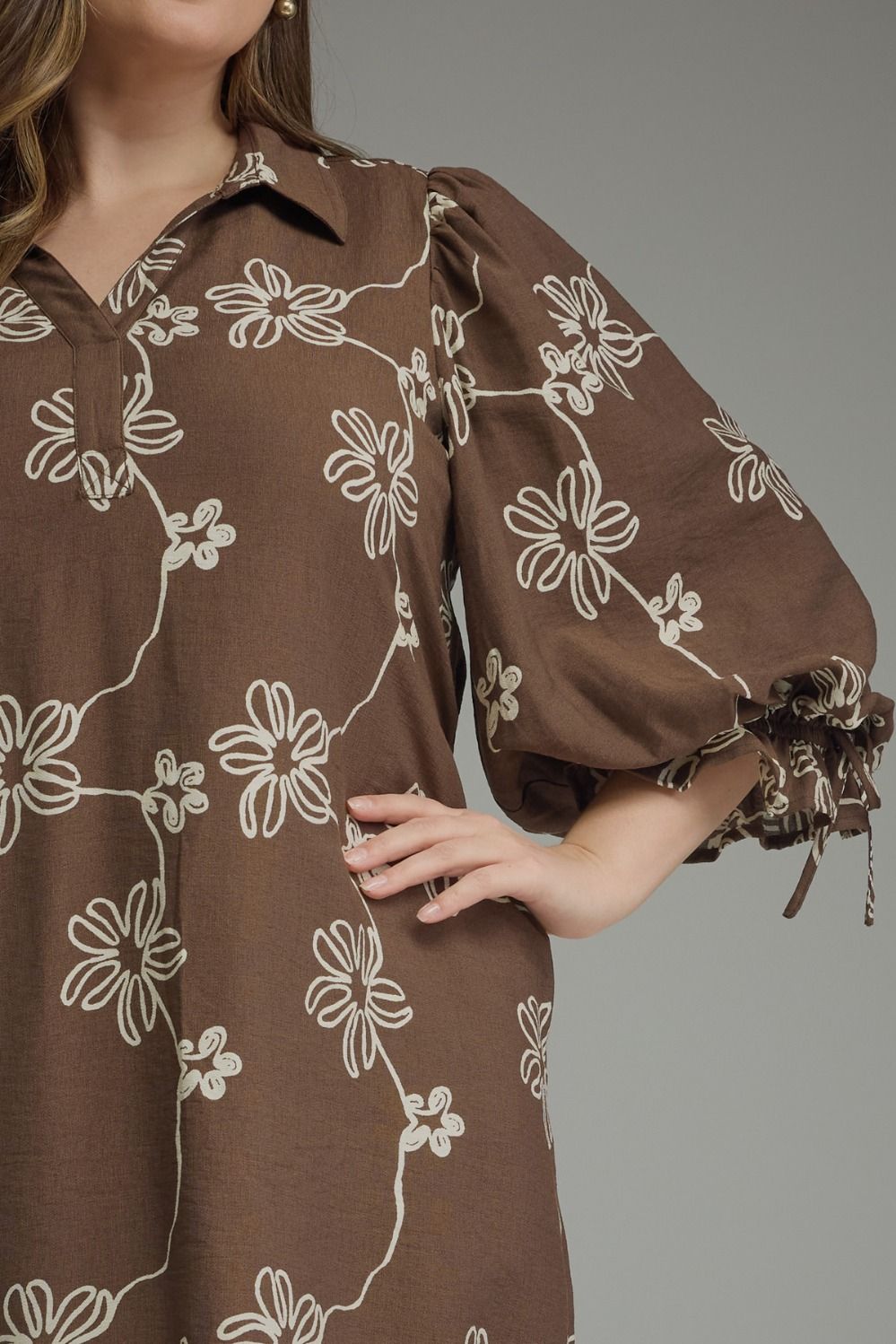Brown Printed Dress