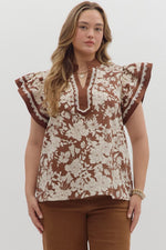 Load image into Gallery viewer, Brown Floral Printed Top
