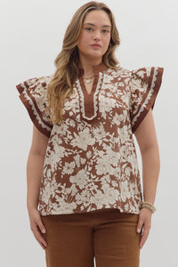 Brown Floral Printed Top