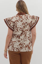Load image into Gallery viewer, Brown Floral Printed Top
