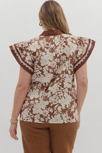 Brown Floral Printed Top