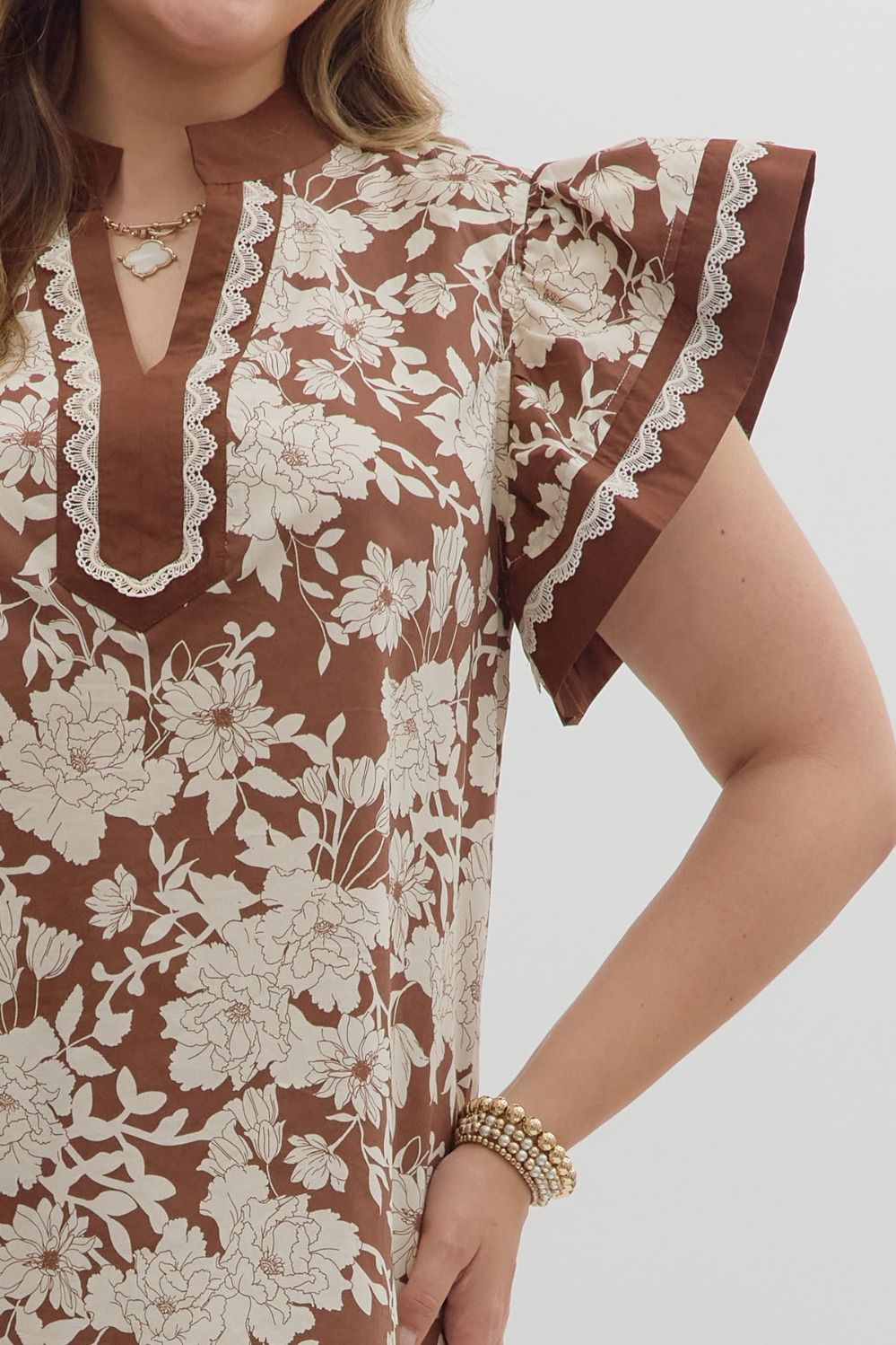 Brown Floral Printed Top