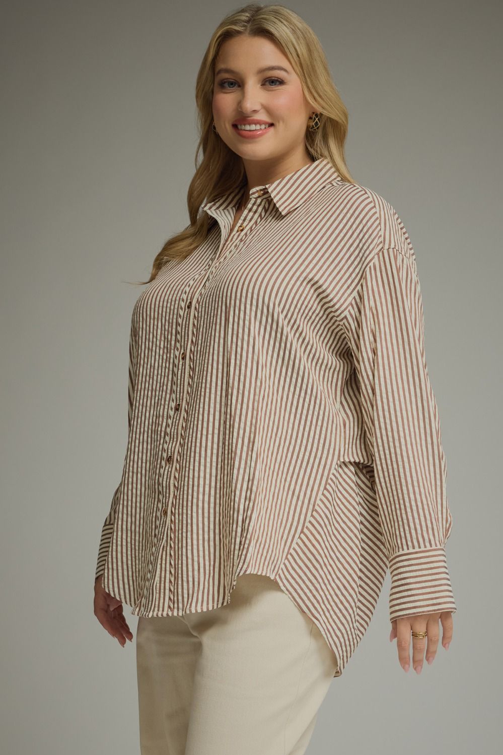 Striped Button-Down Top