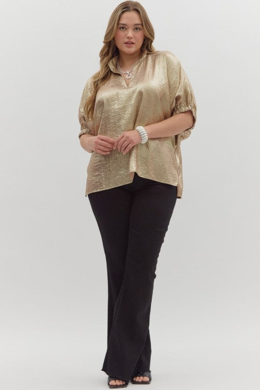 Gold Satin Oversized Top