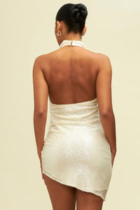 SEQUIN HALTER MINI DRESS