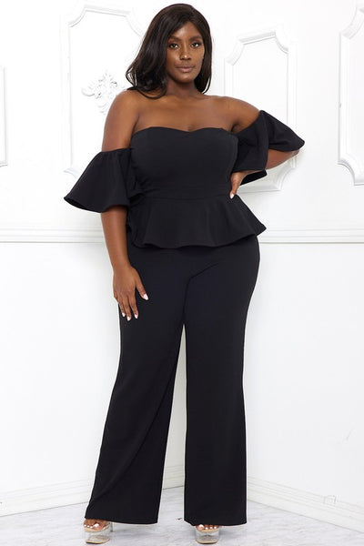 Plus size black store peplum jumpsuit