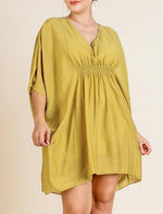 Load image into Gallery viewer, V-Neck Kaftan Dress with Smocked Front
