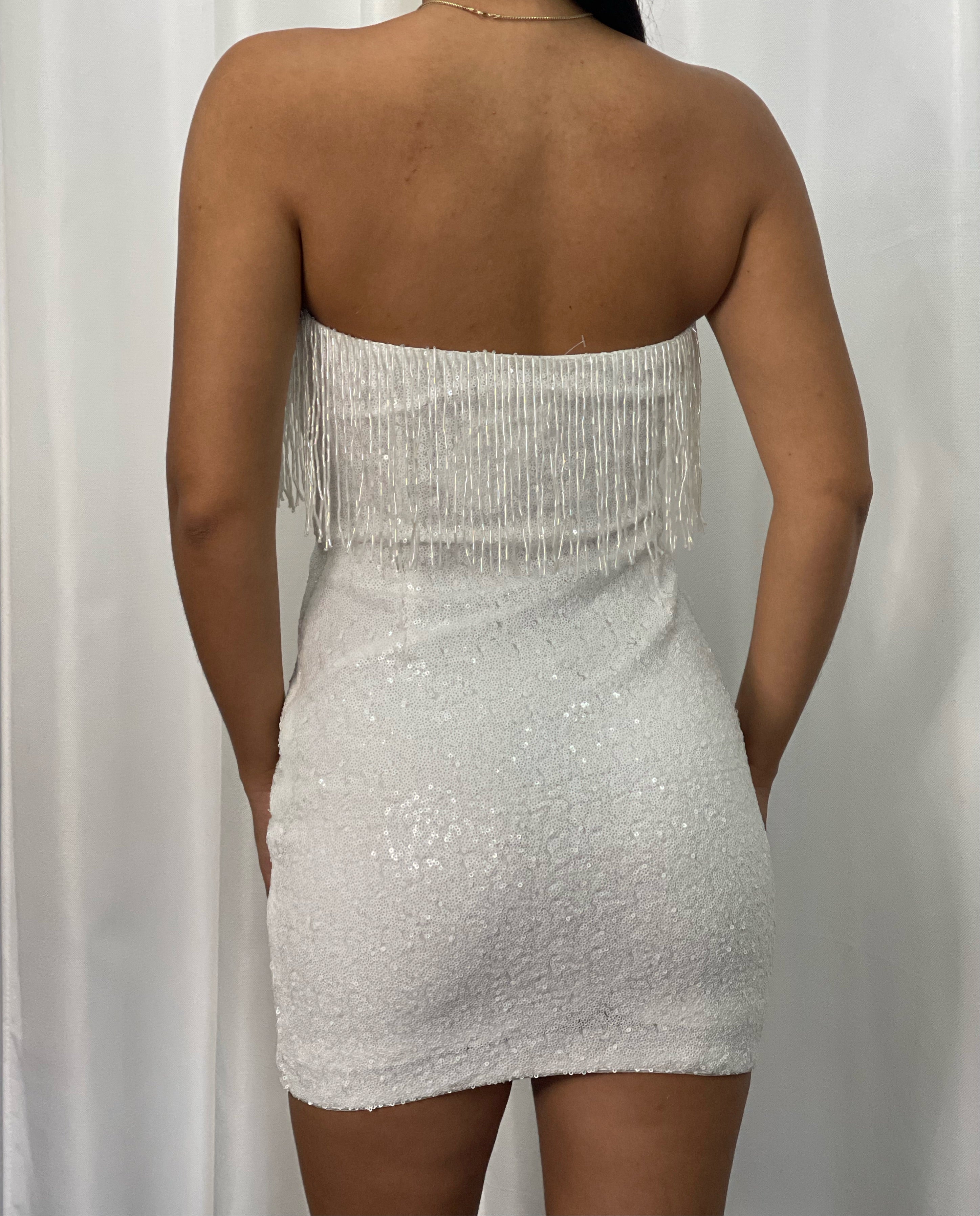 **SALE** White Sequins Mini Dress