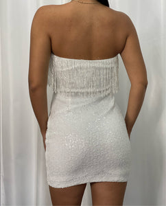 **SALE** White Sequins Mini Dress