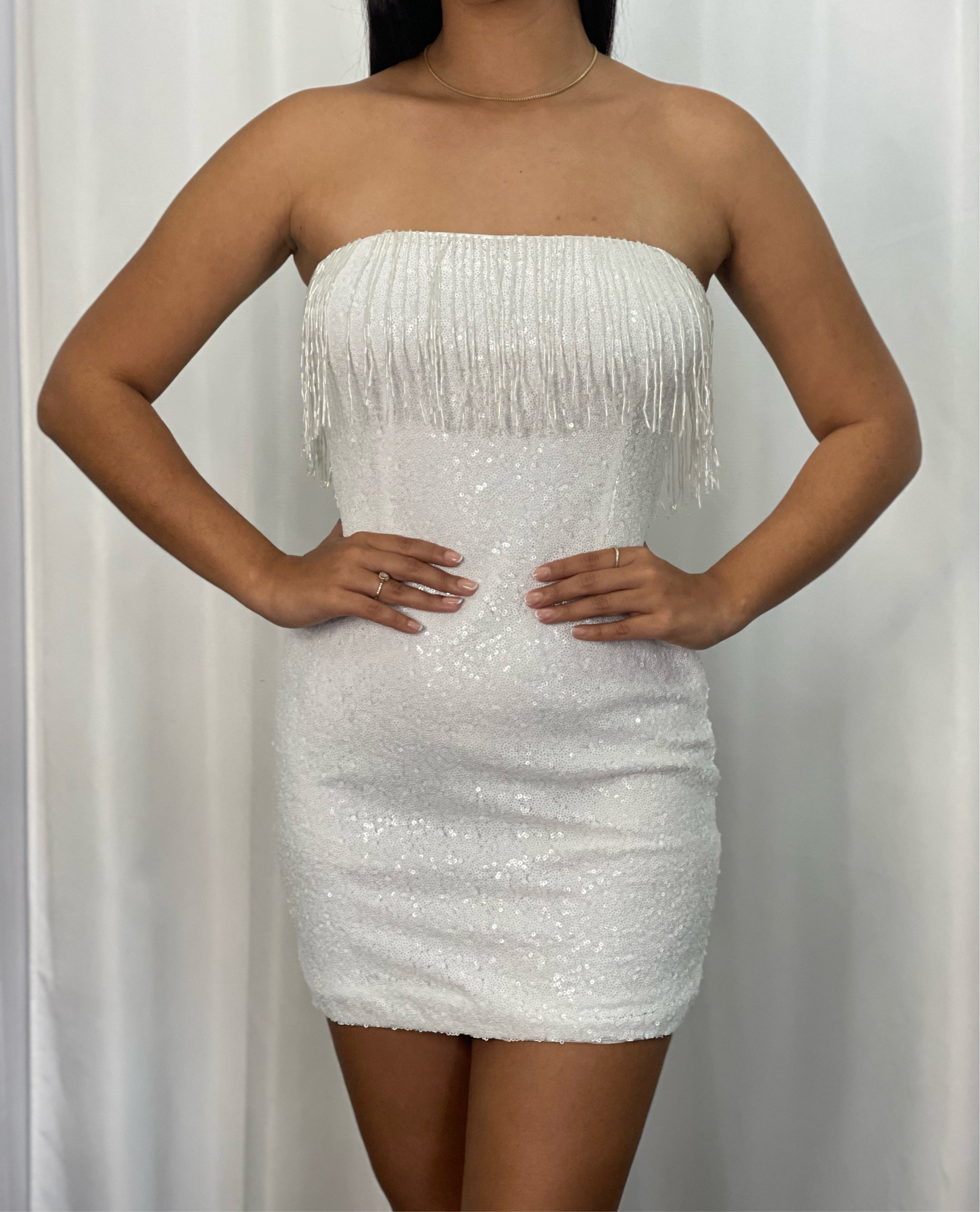 **SALE** White Sequins Mini Dress