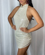 Load image into Gallery viewer, SEQUIN HALTER MINI DRESS
