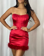 Load image into Gallery viewer, Feathers Corset Mini Dress
